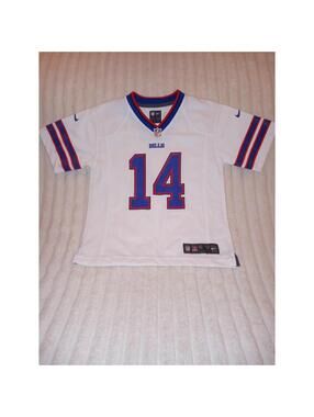 NFL Buffalo Bills Jersey Boys Size 7 Diggs #14 White Short Sleeves Fan Gear